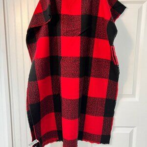 Old Navy Red & Black Buffalo Plaid Blanket Scarf Wrap - New
